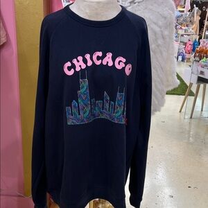 Chicago Skyline Women's Crew Neck Sweater - Navy